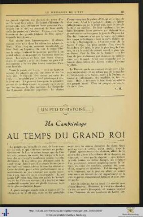 Un Cambriolage au Temps du Grand Roi.