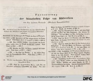 Fortsetzung der historischen Folge von Bildwerken aus der dritten Periode