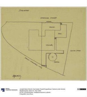 Darmstadt, Projekt Doppelhaus Cabinet, erste Version, Situationsplan