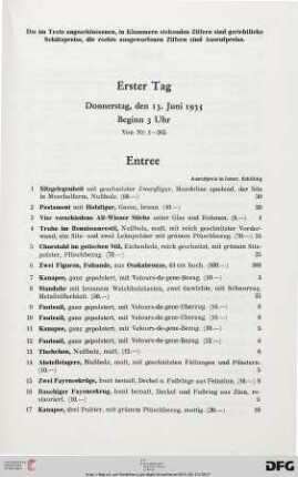 Erster Tag: Donnerstag, den 13. Juni 1935, Beginn 3 Uhr