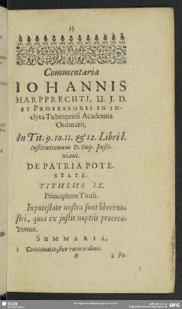 De Patria Potestate. Titulus IX.