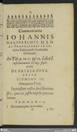 De Patria Potestate. Titulus IX.