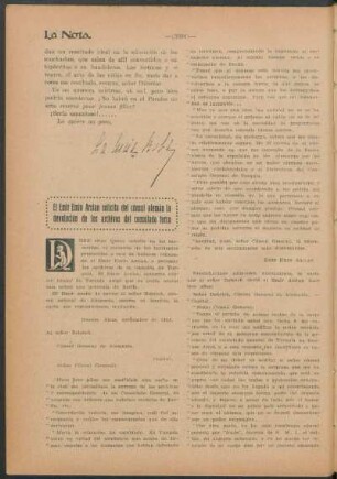 El Emir Emin Arslan solicita del cónsul alemán la devolución de los archives del consulado turco