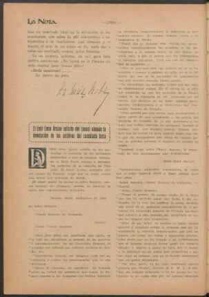 El Emir Emin Arslan solicita del cónsul alemán la devolución de los archives del consulado turco