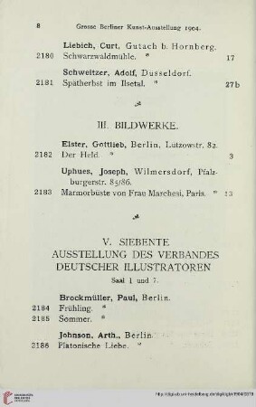 V: Siebente Ausstellung des Verbandes Deutscher Illustratoren (Nr. 2184-2188)