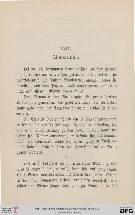 XVIII. Autographe