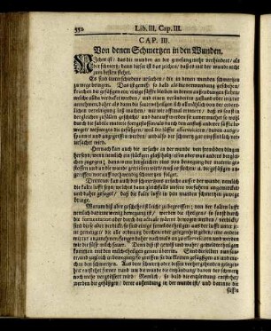 CAP. III. Von denen Schmerzen in den Wunden.
