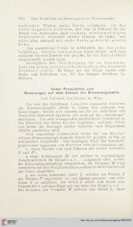 16: Ueber Fortschritte und Neuerungen auf dem Gebiete der Kinematographie