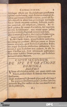 Caput Secundum. De Spe Et Oratione Dominica.