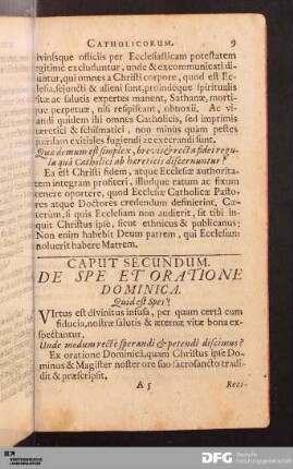 Caput Secundum. De Spe Et Oratione Dominica.