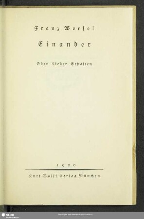 Einander : Oden, Lieder, Gestalten