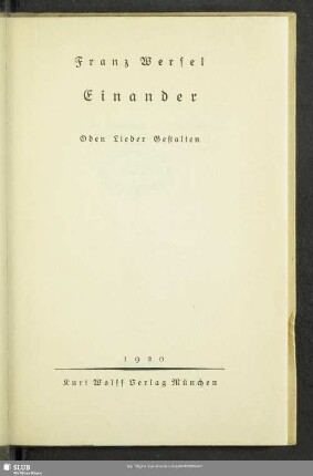 Einander : Oden, Lieder, Gestalten