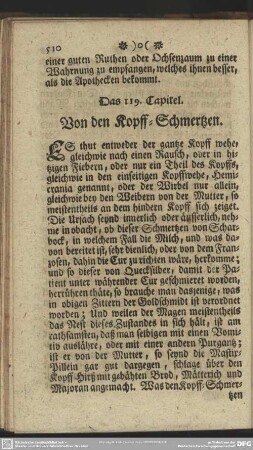 Das 119. Capitel. Von den Kopff-Schmertzen