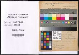 Entnazifizierung Anna Glink , geb. 26.05.1902 ()