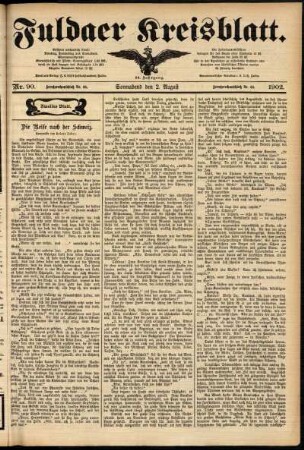 Zweite Ausgabe vom Samstag, den 02. August 1902.