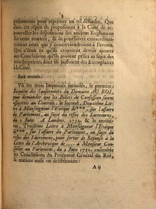 Extrait Des Registres De Parlement, Du vingt-deux Juillet mil sept cent cinquante-deux