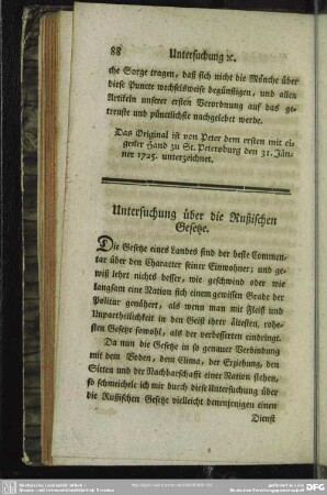 Untersuchung über die Rußischen Gesetze