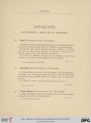 Antiquités (No. 38 - 72)