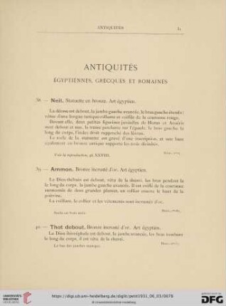 Antiquités (No. 38 - 72)