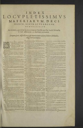 Index locupletissimus materiarum
