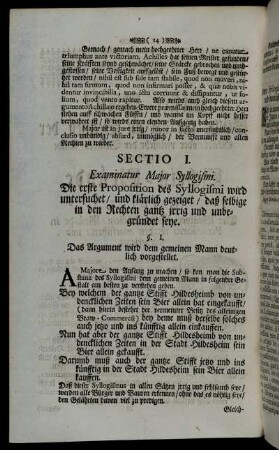 Sectio I. - Sectio II.