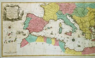 WHK 27 Russisch-Türkischer Krieg: Karte des Mittelmeerraumes mit den Kriegsschauplätzen im Krieg der Russen und Türken, um 1770