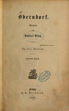 Oberndorf : Roman von Robert Prutz. In drei Theilen, 2