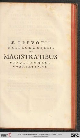 Ae prevotii uxelleodunensis des Magistratibus pupuli romani commentarius