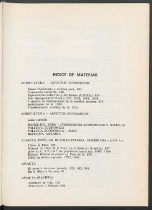 Índice de materias