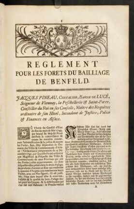 1-10, Reglement Pur Les Forets Du Bailliage De Benfeld