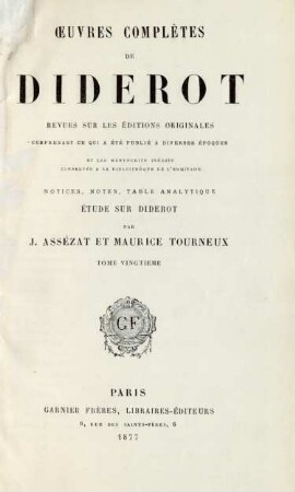 T. 20: Œuvres complètes de Diderot