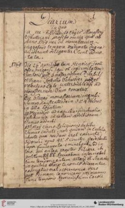 Diarium 1769