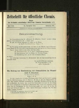 Heft XXI. 15. November 1914. Jahrgang XX.
