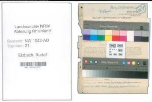 Entnazifizierung Rudolf Etzbach , geb. 08.12.1898 (Verwaltungsangestellter)