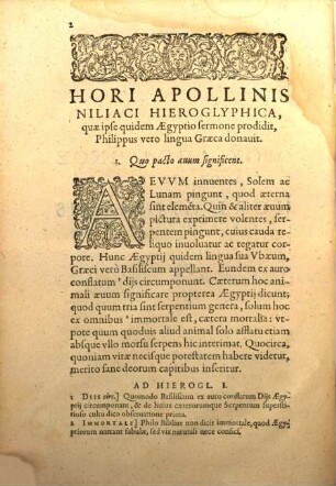 Electorum Symbolorum et parabolarum historicarum Syntagmata : Ex Horo, Clemente, Epiphanio et aliis, 1. De Symbolica Aegyptiorum sapientia