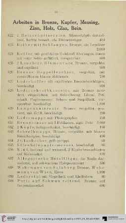 Arbeiten in Bronze, Kupfer, Messing, Zinn, Holz, Glas, Bein (Nr. 622-659)