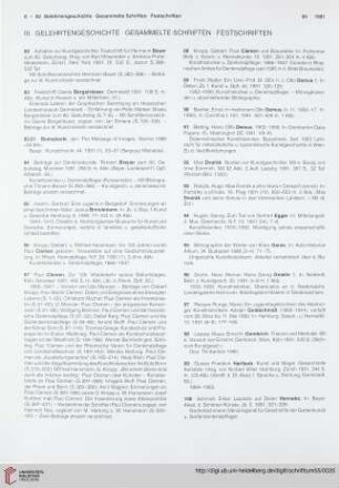 III. Gelehrtengeschichte. Gesammelte Schriften. Festschriften
