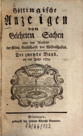 Göttingische Anzeigen von gelehrten Sachen. 1773, 2