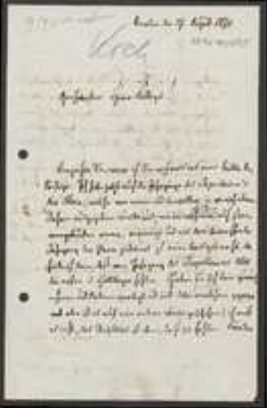 Brief von Karl Heinrich Emil Koch an Unbekannt