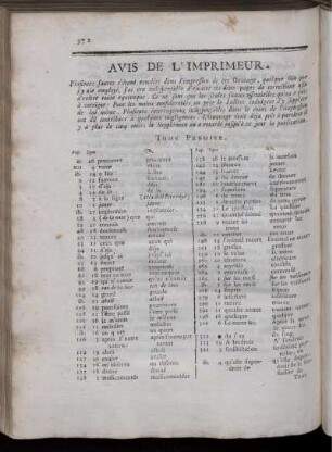 Avis De L' Imprimeur.