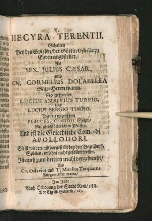 Hecyra Terentii.