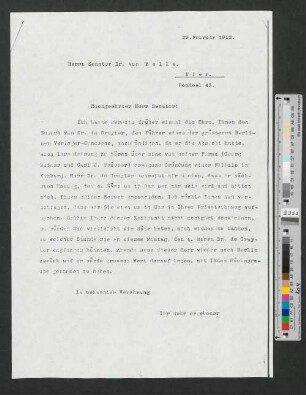 Brief an Werner von Melle