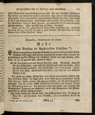 277-282, Anhang einer Rede, bey Verlesung der Augsp. Conf.