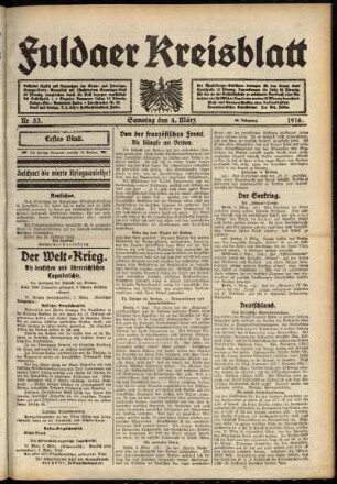 Erste Ausgabe vom Samstag, den 04. März 1916.