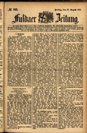 Ausgabe vom Freitag, den 12. August 1881.