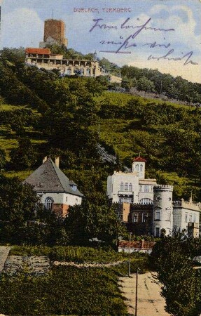 Postkartenalbum mit Motiven von Durlach. "Durlach - Turmberg"