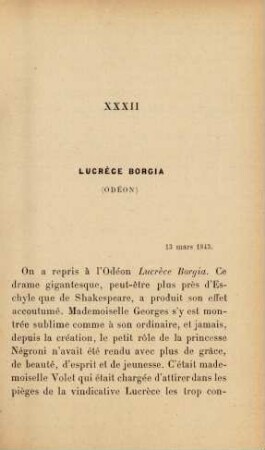 XXXII Lucrèce Borgia. (Odéon)