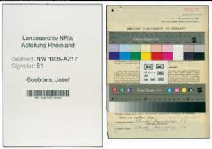 Entnazifizierung Josef Goebbels , geb. 03.03.1891 (Buchhalter)