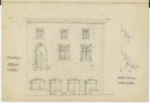 Rathaus, Straubing: Ansicht von Süden, Details (aus: Skizzen- und Fotoalbum 2)