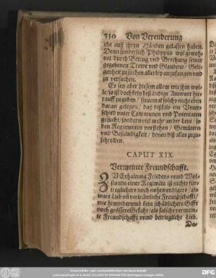 Caput XIX. Vermeinte Freundschafft.